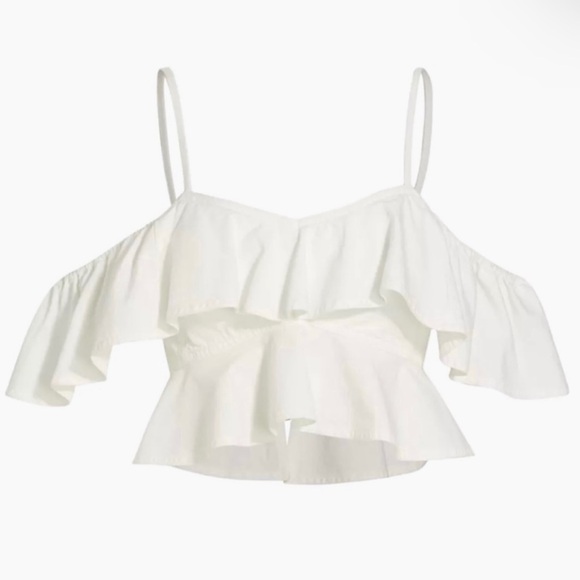 NEW ISABEL MARANT ETOILE REVOLVE WHITE COLD-SHOULDER CROP TOP - Picture 8 of 10